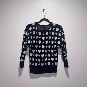 INC International Concepts Black and White Heart Sweater